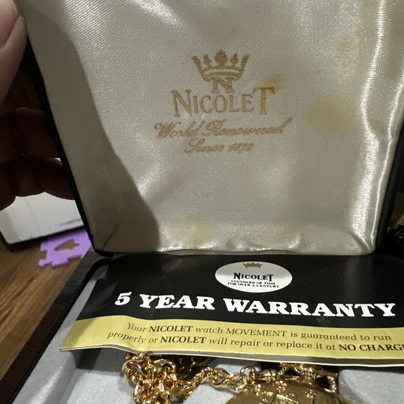 Repair New Vintage Nicolet Moonphase Pocket watch Swiss Quartz in box‎ Repair main image 8